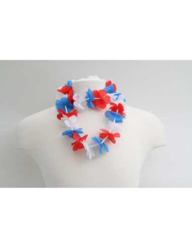 Lot 2 Colliers à Fleurs Bleu-Blanc-Rouge Supporter France | marcheauxaffaires.fr
