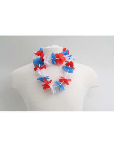 Lot 2 Colliers à Fleurs Bleu-Blanc-Rouge Supporter France | marcheauxaffaires.fr