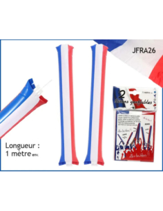Lot 2 Bâtons Gonflables Bleu-Blanc-Rouge France 1 m | marcheauxaffaires.fr