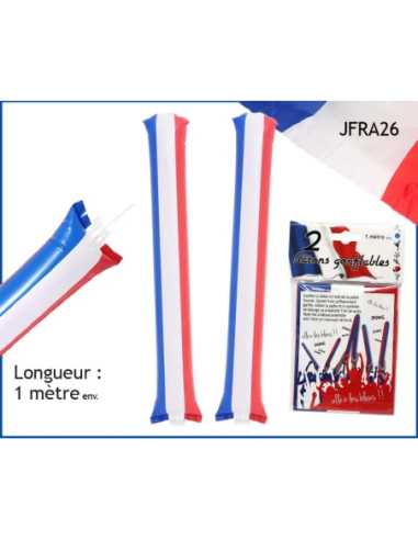 Lot 2 Bâtons Gonflables Bleu-Blanc-Rouge France 1 m | marcheauxaffaires.fr
