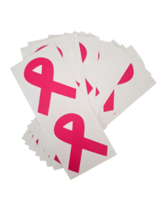 Lot 12 stickers Octobre Rose 4x5cm - Ruban rose