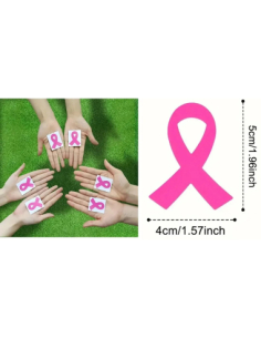 Lot 12 stickers Octobre Rose 4x5cm - Ruban rose 2