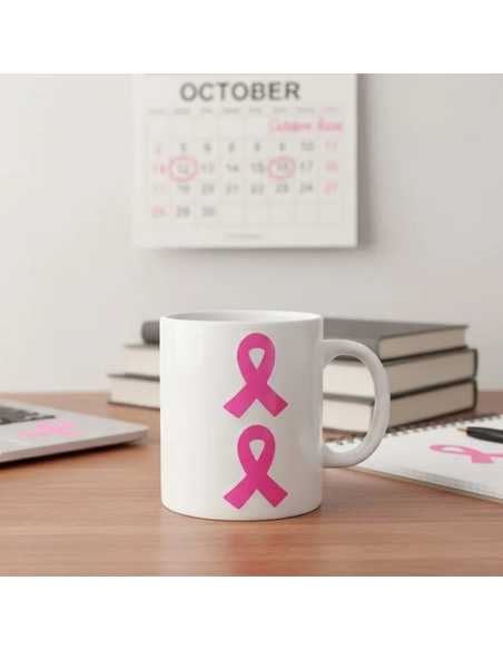 Lot 12 stickers Octobre Rose 4x5cm - Ruban rose