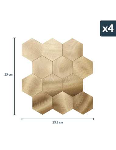 Crédence adhésive 3D Hexa Cuivre - lot de 4