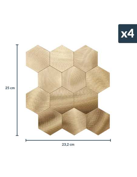 Crédence adhésive 3D Hexa Cuivre - lot de 4