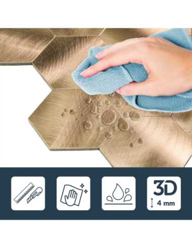 Crédence adhésive 3D Hexa Cuivre - lot de 4