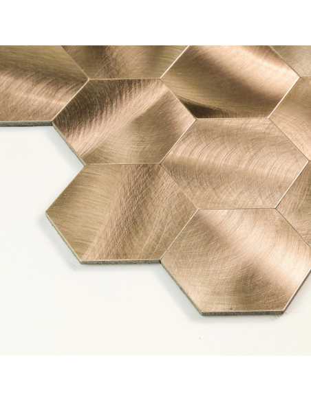Crédence adhésive 3D Hexa Cuivre - lot de 4