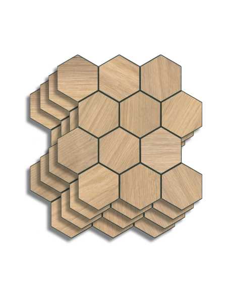 Crédence adhésive 3D Hexa Effet Bois - lot de 4