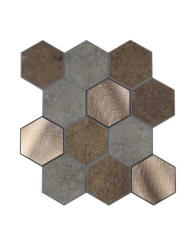 Crédence adhésive 3D Hexa Béton - lot de 4