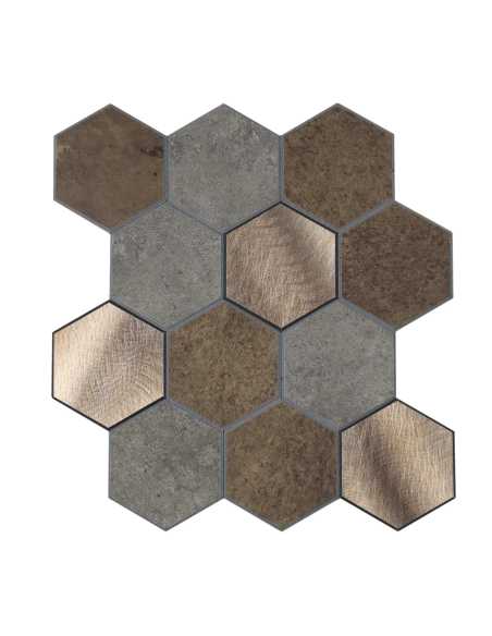 Crédence adhésive 3D Hexa Béton - lot de 4