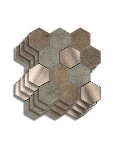 Crédence adhésive 3D Hexa Béton - lot de 4