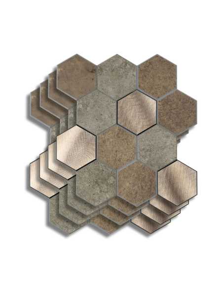 Crédence adhésive 3D Hexa Béton - lot de 4