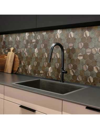 Crédence adhésive 3D Hexa Béton - lot de 4