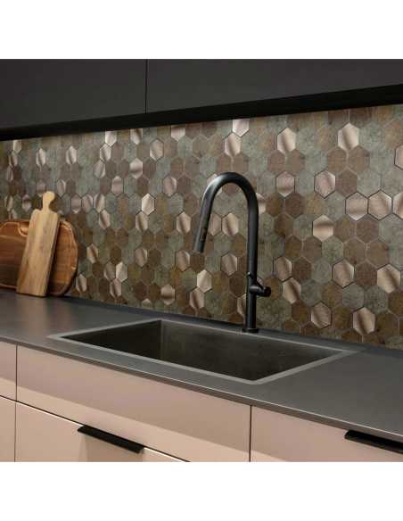 Crédence adhésive 3D Hexa Béton - lot de 4