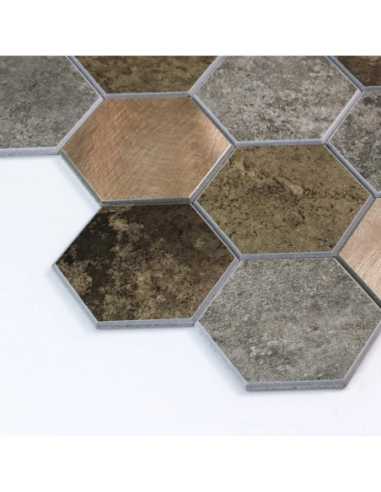 Crédence adhésive 3D Hexa Béton - lot de 4