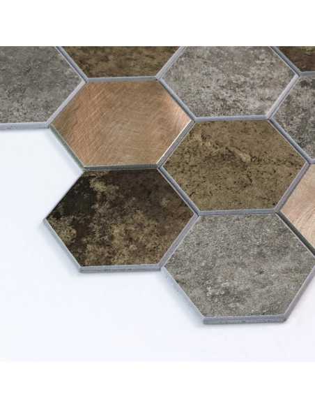 Crédence adhésive 3D Hexa Béton - lot de 4