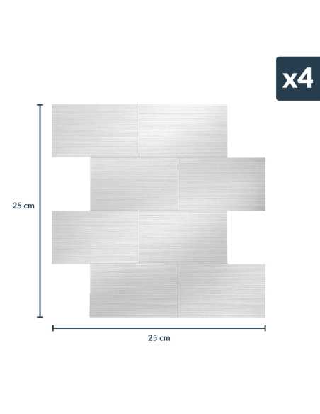 Crédence adhésive 3D Careo Chrome - lot de 4
