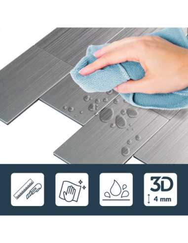 Crédence adhésive 3D Careo Chrome - lot de 4