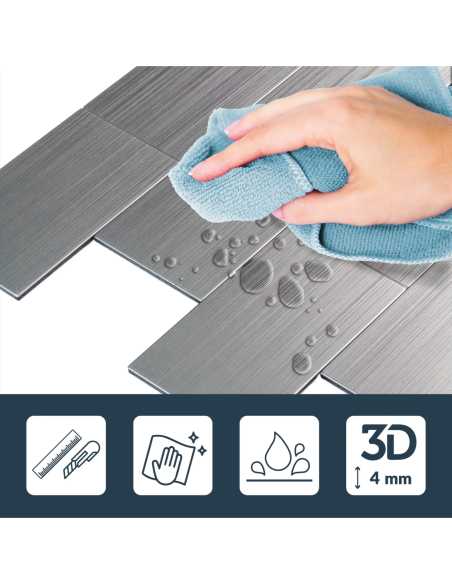 Crédence adhésive 3D Careo Chrome - lot de 4