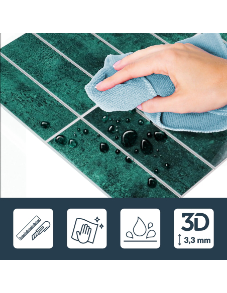 Crédence adhésive 3D Kalix Émeraude - lot de 4