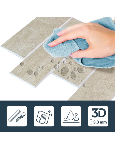 Crédence adhésive 3D Pierre Naturelle - lot de 4