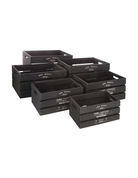 Cagette Déco Bois Noir Lot de 6