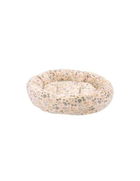 Panier rond microfibre sherpa,coussin amovible,60x55x18cm,beige gris