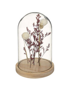 Fleur séchée sous cloche en verre Hauteur 17 cm