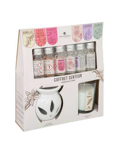 Coffret Senteur Bougie parfumée Vanille avec assortiments de 6 huiles parfumées