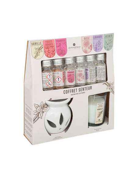 Coffret Senteur Bougie parfumée Vanille avec assortiments de 6 huiles parfumées