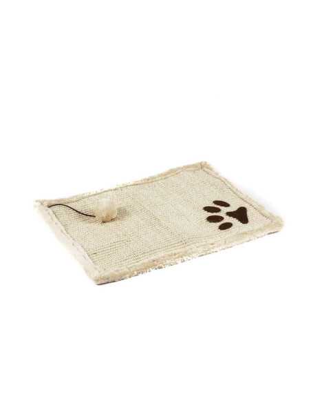 tapis griffoir sisal-fourrure,2 faces, jouet,49x33 cm,beige