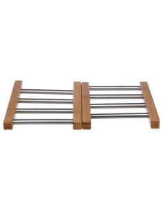 Dessous de Plat Extensible Inox & Bambou – Support de Table Pratique et Élégant