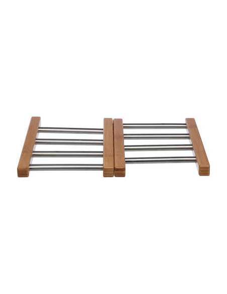 Dessous de Plat Extensible Inox & Bambou – Support de Table Pratique et Élégant