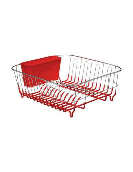 Égouttoir 1 Niveau Métal et PVC rouge