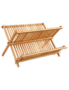 Égouttoir pliant 2 niveaux en bambou