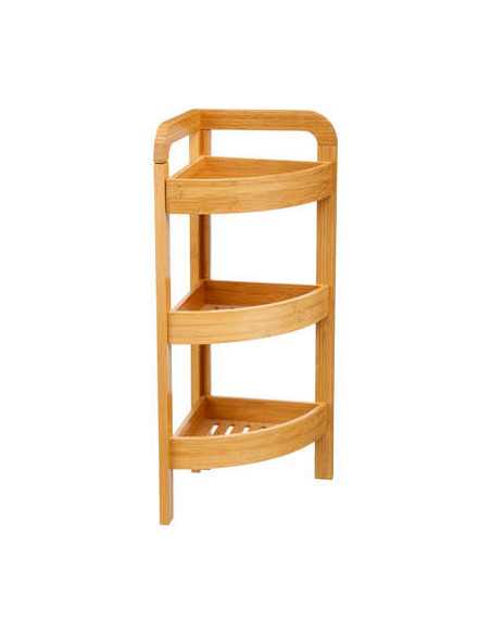 Etagère d'angle 3 niveaux en bambou L. 23 x P. 23 x H. 61 cm