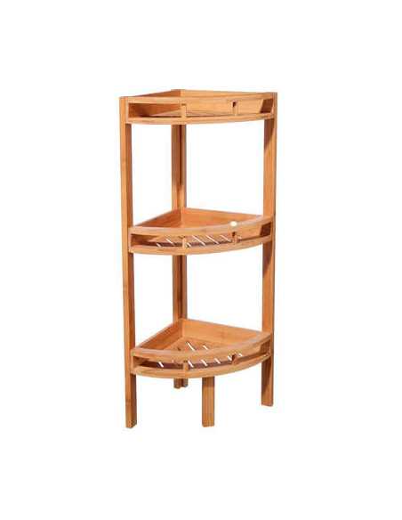 Etagère d'angle 3 niveaux en bambou L. 29 x P. 29 x H. 85 cm
