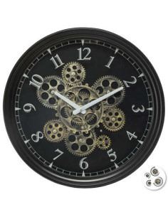 Horloge mécanique "Mely" Bois et métal, D.37 cm