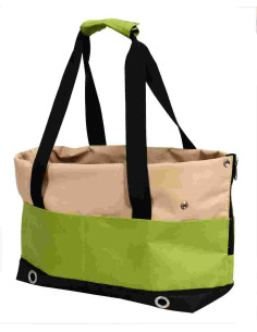Sac de transport tissu,4 poches,grille tissu,40x22x28cm,vert beige