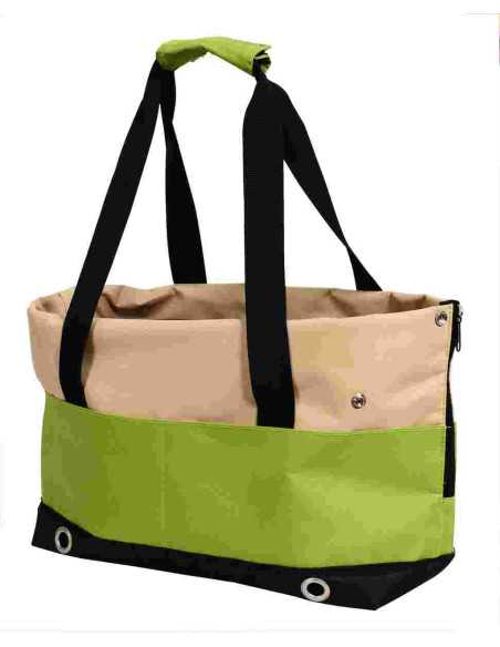 Sac de transport tissu,4 poches,grille tissu,40x22x28cm,vert beige