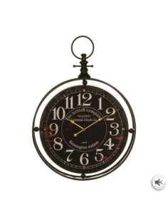 Horloge murale métal gousset noir diamètre 60 cm