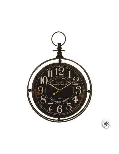 Horloge murale métal gousset noir diamètre 60 cm