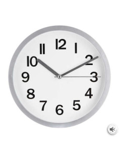 Horloge argent plastique Diamètre 22 cm