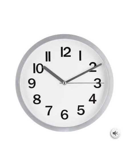 Horloge argent plastique Diamètre 22 cm