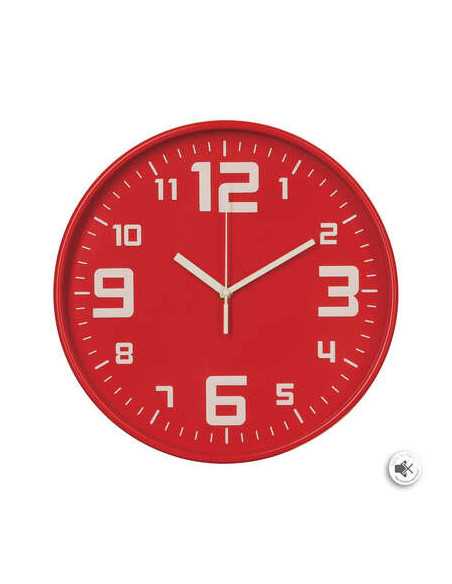 Horloge rouge plastique Diamètre 30 cm