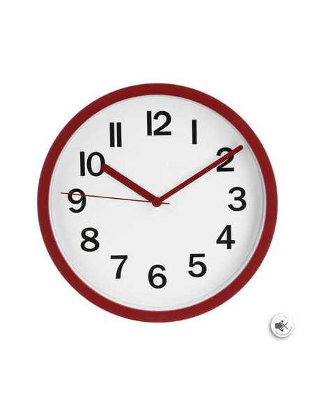 Horloge rouge plastique Diamètre 22 cm