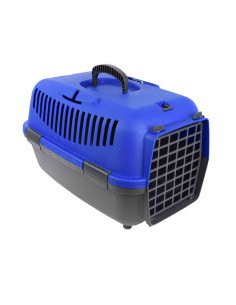 Boite transport rigide 48x32x32 cm animal 12 kg gris bleu