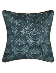 Housse coussin velour Or/Bleu canard 40x40 cm