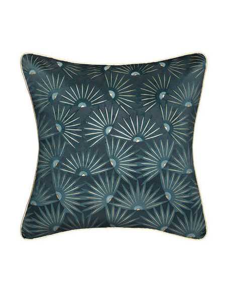 Housse coussin velour Or/Bleu canard 40x40 cm