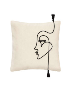 Housse coussin visage corde 40x40 cm